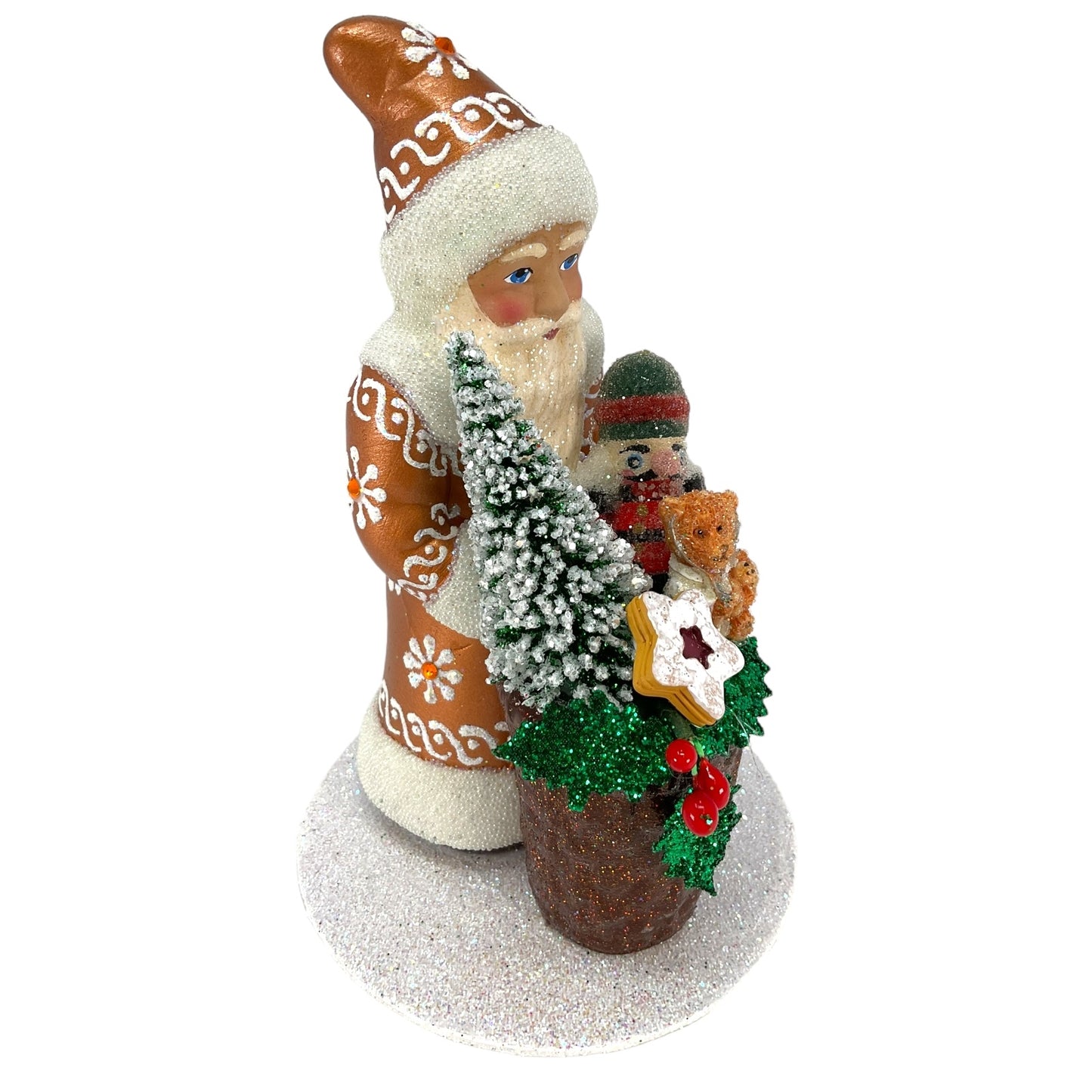 Pinnacle Peak Trading Ino Schaller Copper Santa with Basket of Toys German Paper Mache