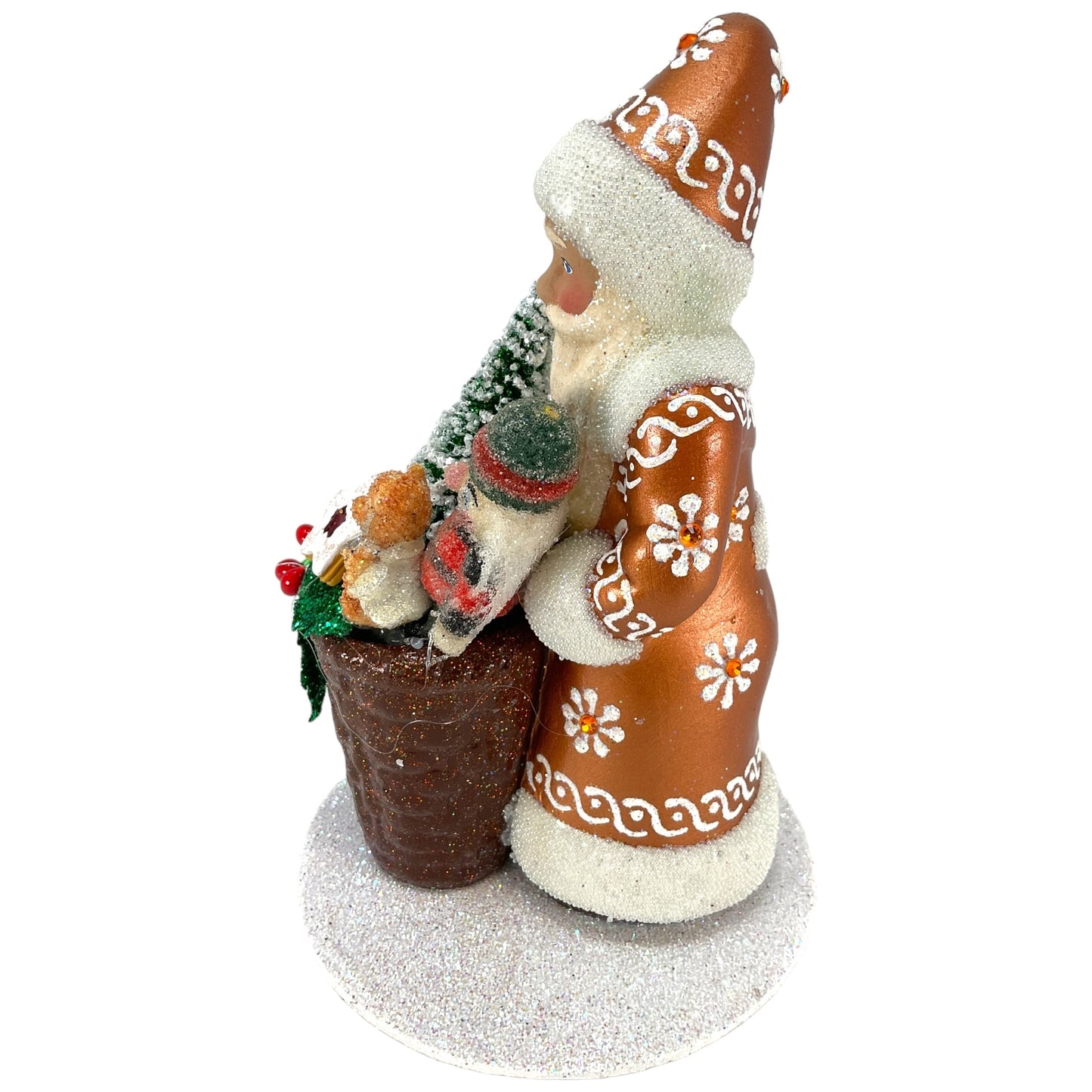 Pinnacle Peak Trading Ino Schaller Copper Santa with Basket of Toys German Paper Mache