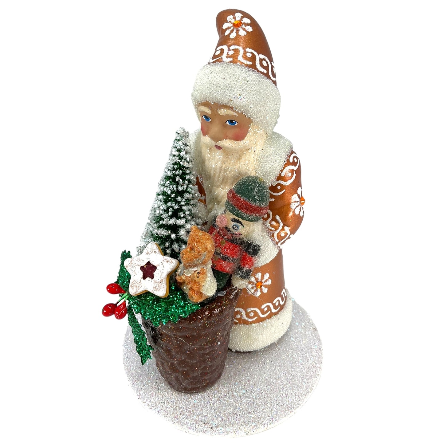 Pinnacle Peak Trading Ino Schaller Copper Santa with Basket of Toys German Paper Mache