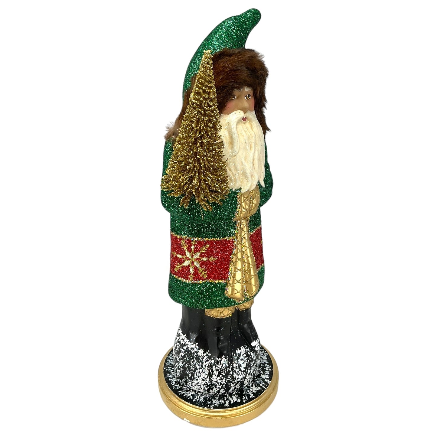 Pinnacle Peak Trading Ino Schaller Forest Green Santa with Gold Tree Large German Paper Mache