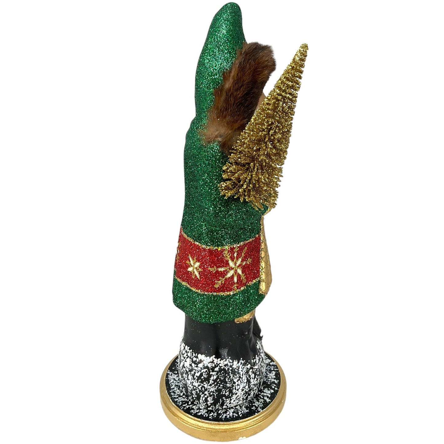 Pinnacle Peak Trading Ino Schaller Forest Green Santa with Gold Tree Large German Paper Mache