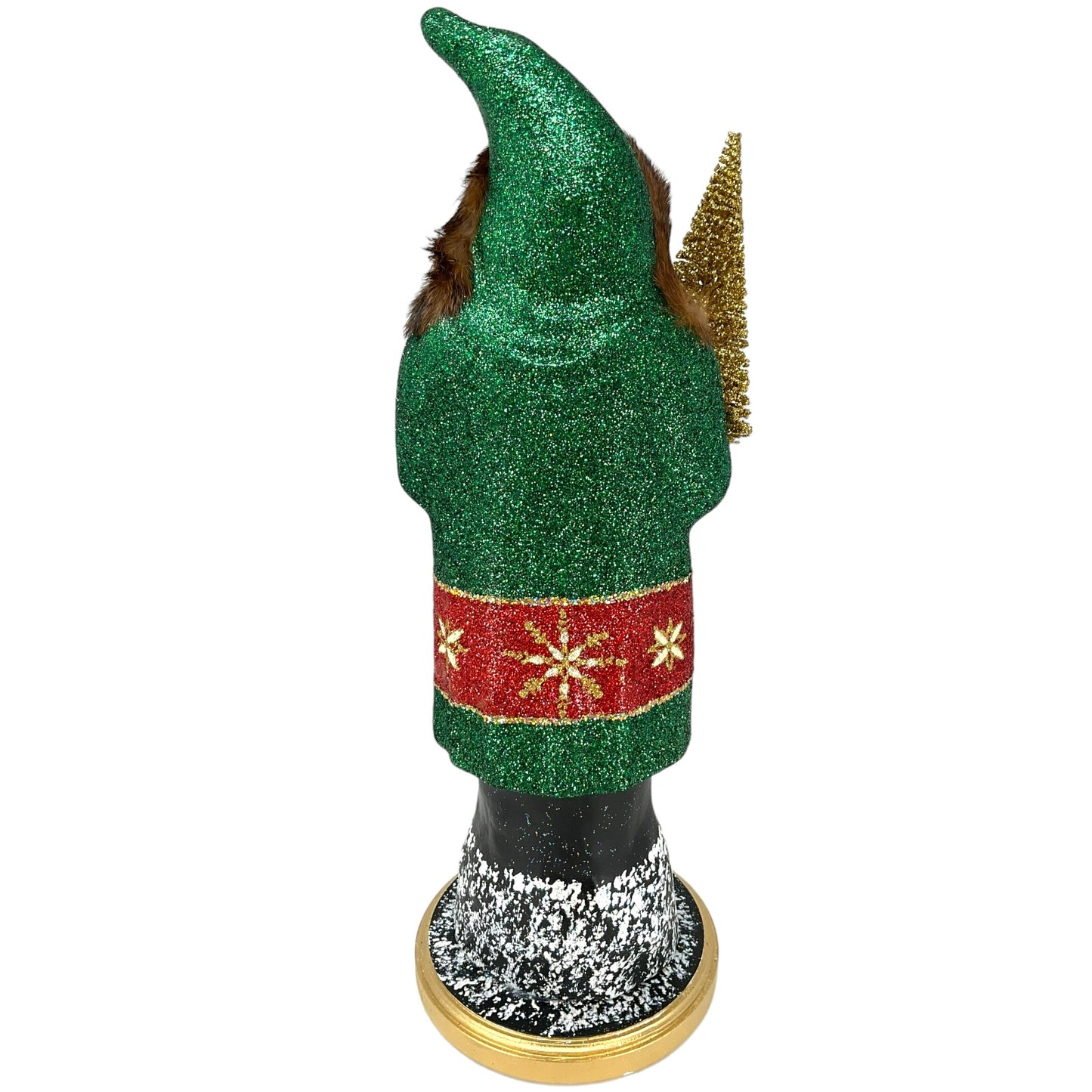 Pinnacle Peak Trading Ino Schaller Forest Green Santa with Gold Tree Large German Paper Mache