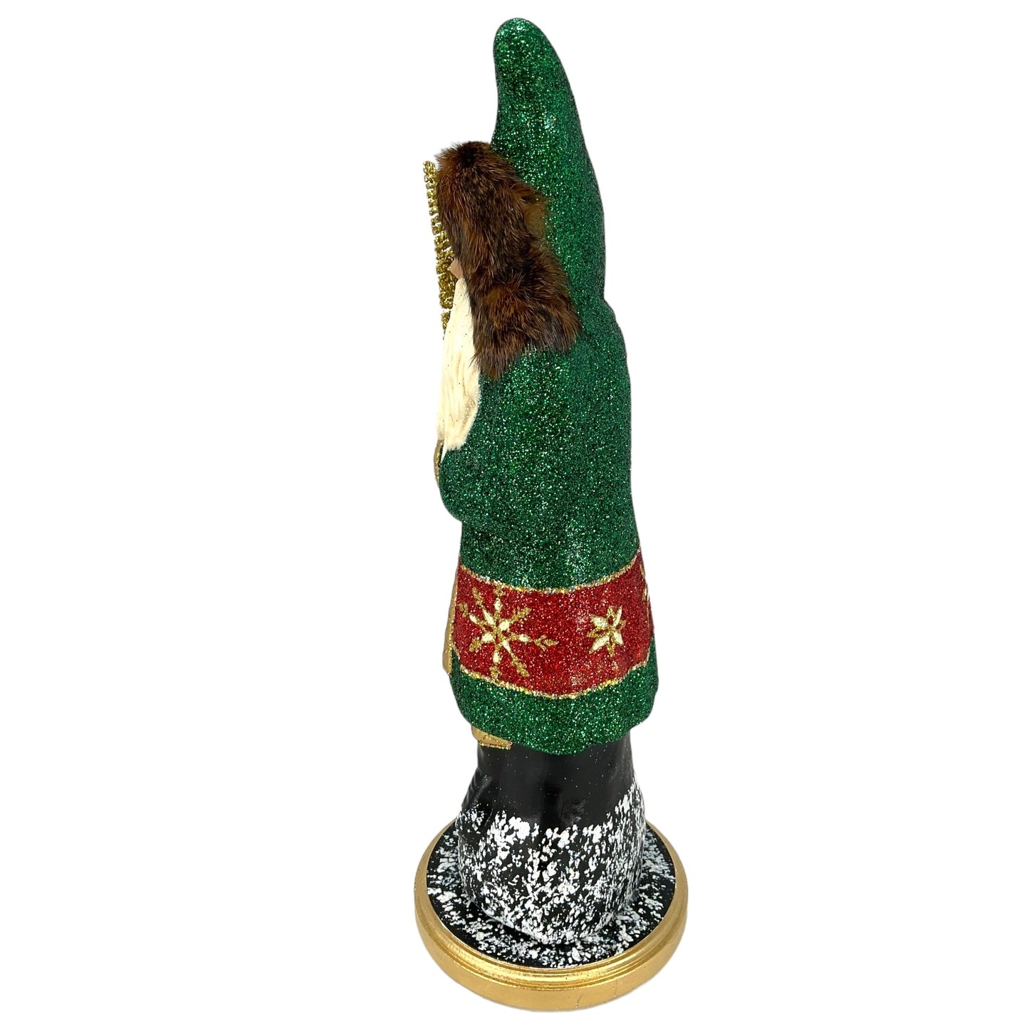 Pinnacle Peak Trading Ino Schaller Forest Green Santa with Gold Tree Large German Paper Mache