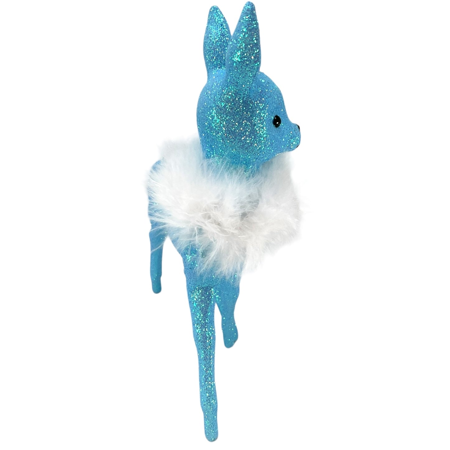 Pinnacle Peak Trading Ino Schaller Light Blue Glitter Female Doe Deer with White Boa Figurine 8.75 in