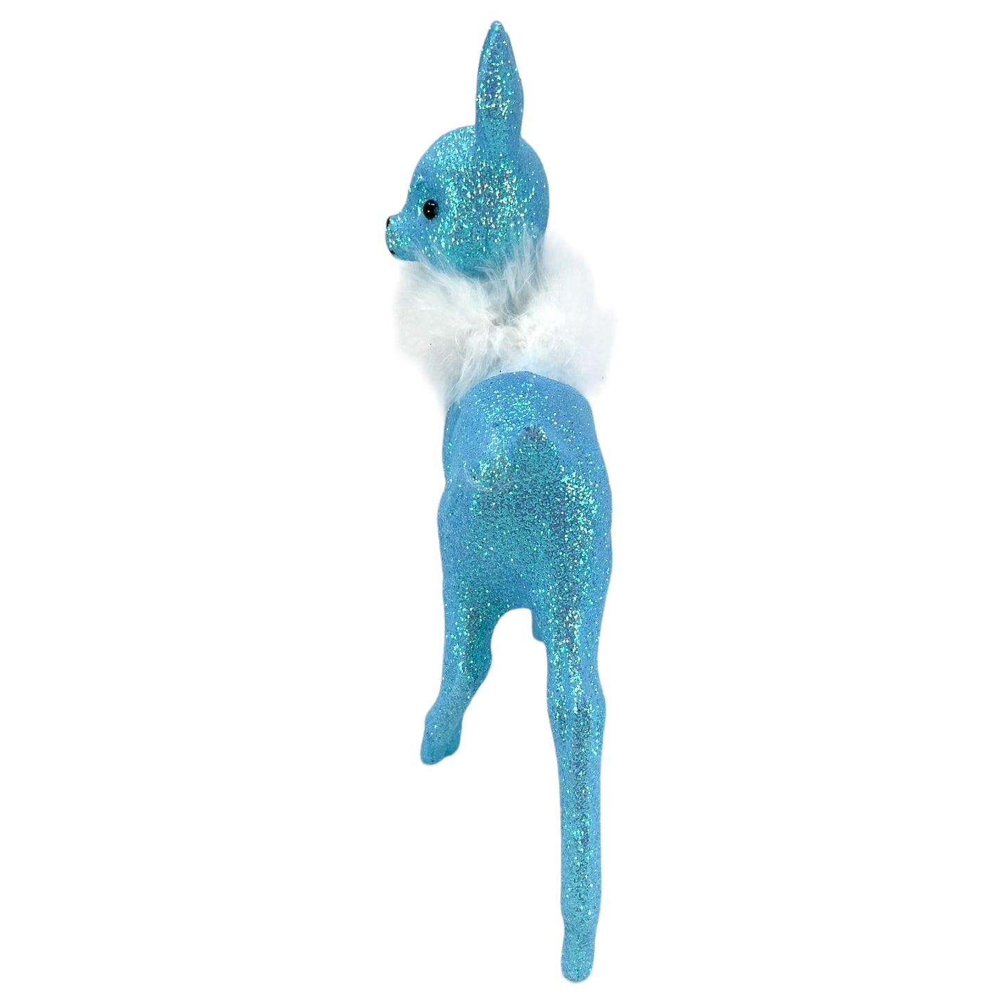 Pinnacle Peak Trading Ino Schaller Light Blue Glitter Female Doe Deer with White Boa Figurine 8.75 in