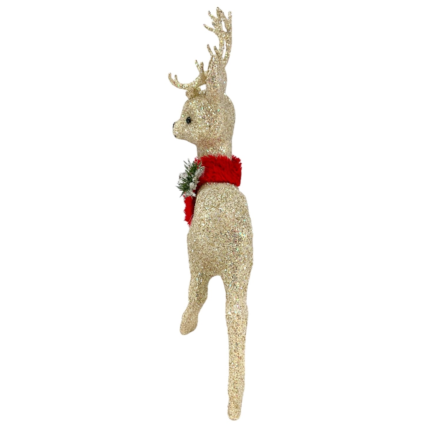 Pinnacle Peak Trading Ino Schaller White Gold Glitter Male Buck Deer with Red Scarf Figurine 10 inch