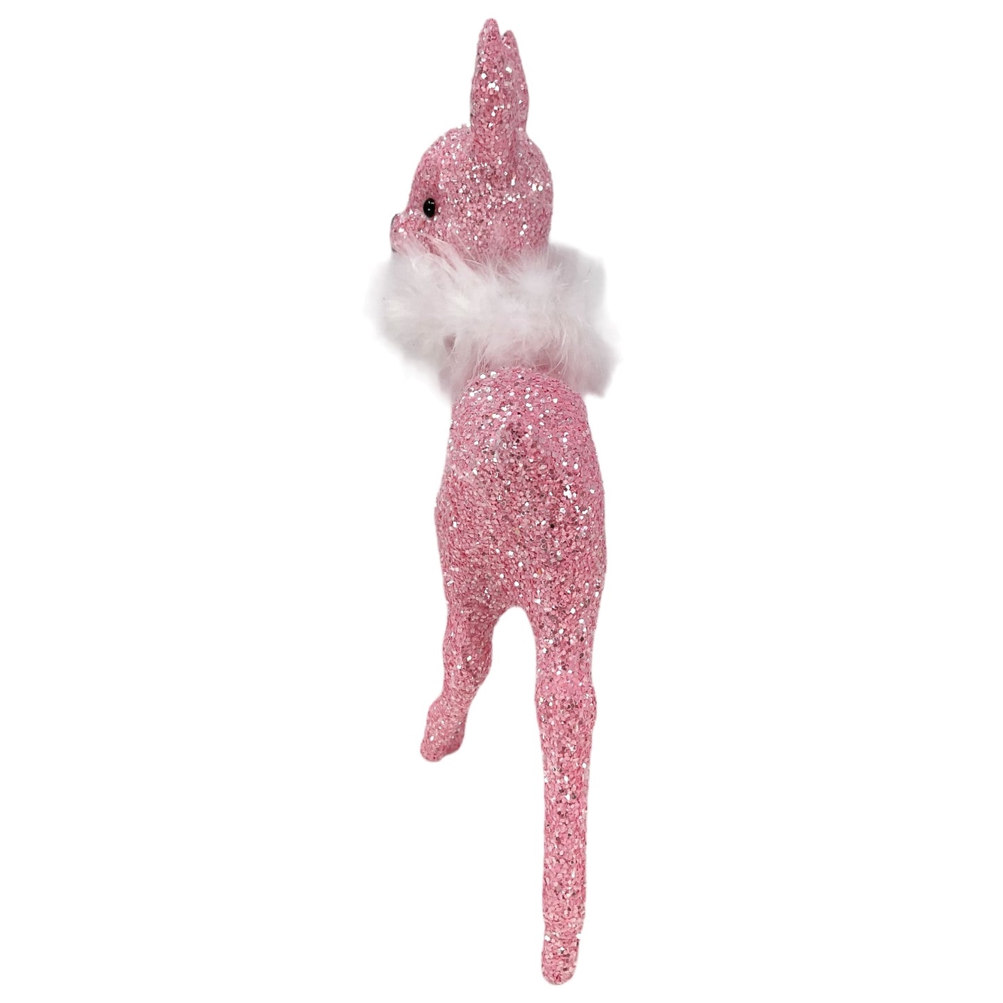 Pinnacle Peak Trading Ino Schaller Rose Pink Glitter Female Doe Deer with White Boa Figurine 8.75 inch