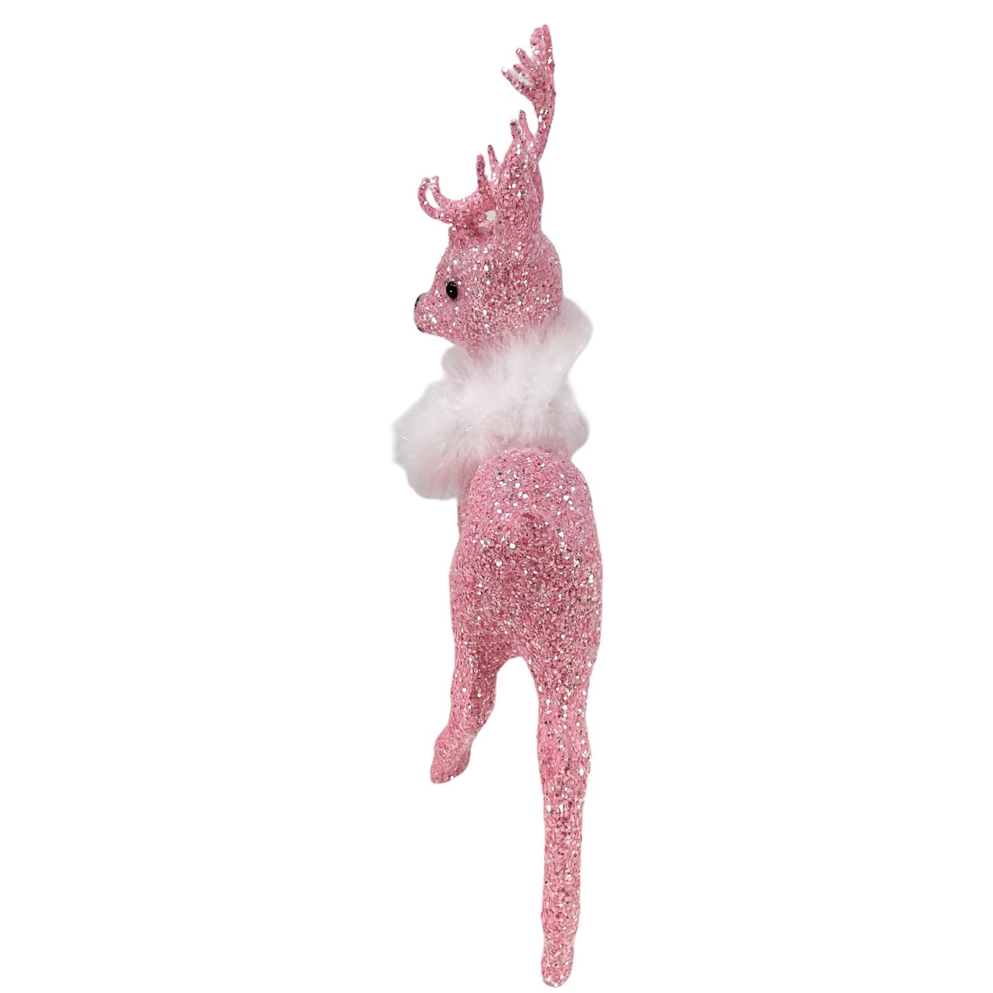 Pinnacle Peak Trading Ino Schaller Rose Pink Glitter Male Buck Deer with White Boa Figurine 10 inch