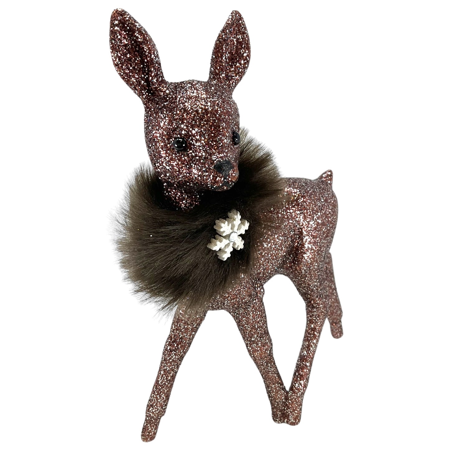 Pinnacle Peak Trading Ino Schaller Cinnamon Glitter Female Doe Deer with Snowflake Figurine 8.75 in