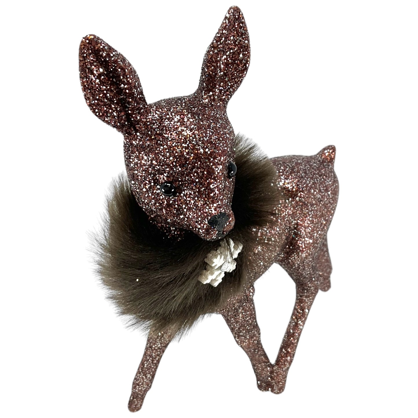 Pinnacle Peak Trading Ino Schaller Cinnamon Glitter Female Doe Deer with Snowflake Figurine 8.75 in