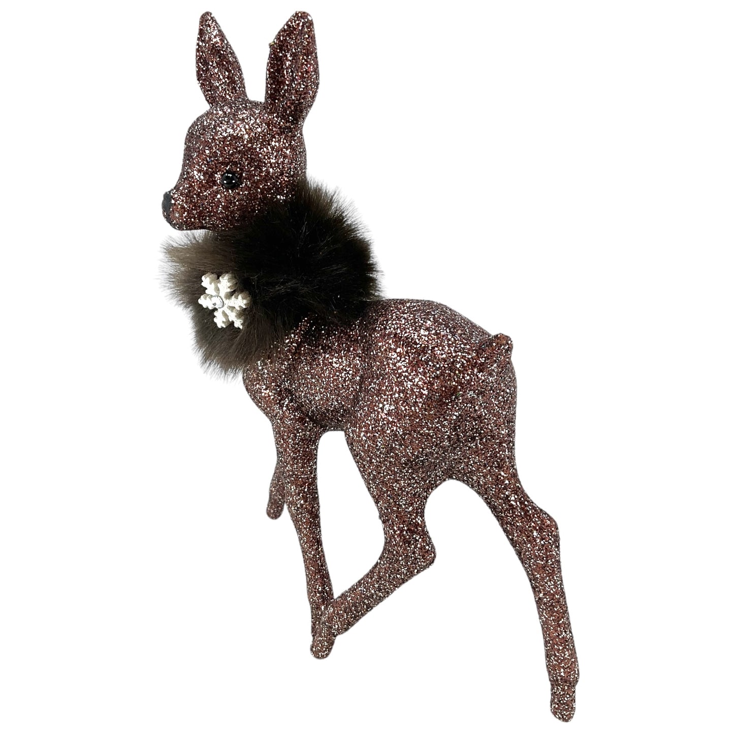 Pinnacle Peak Trading Ino Schaller Cinnamon Glitter Female Doe Deer with Snowflake Figurine 8.75 in