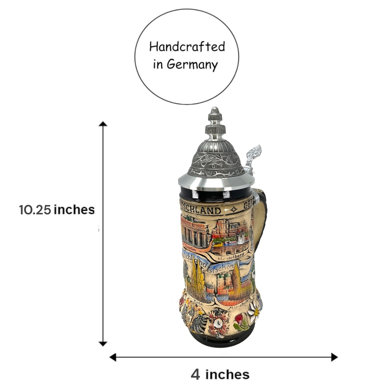 Germany is Beautiful City Panorama Rustic LE Stoneware Beer Stein .5 L German