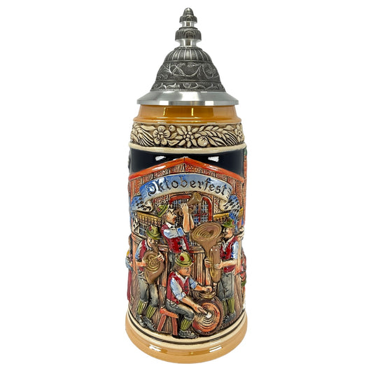 Oktoberfest Musicians with People Drinking Beer LE German Beer Stein 1 L