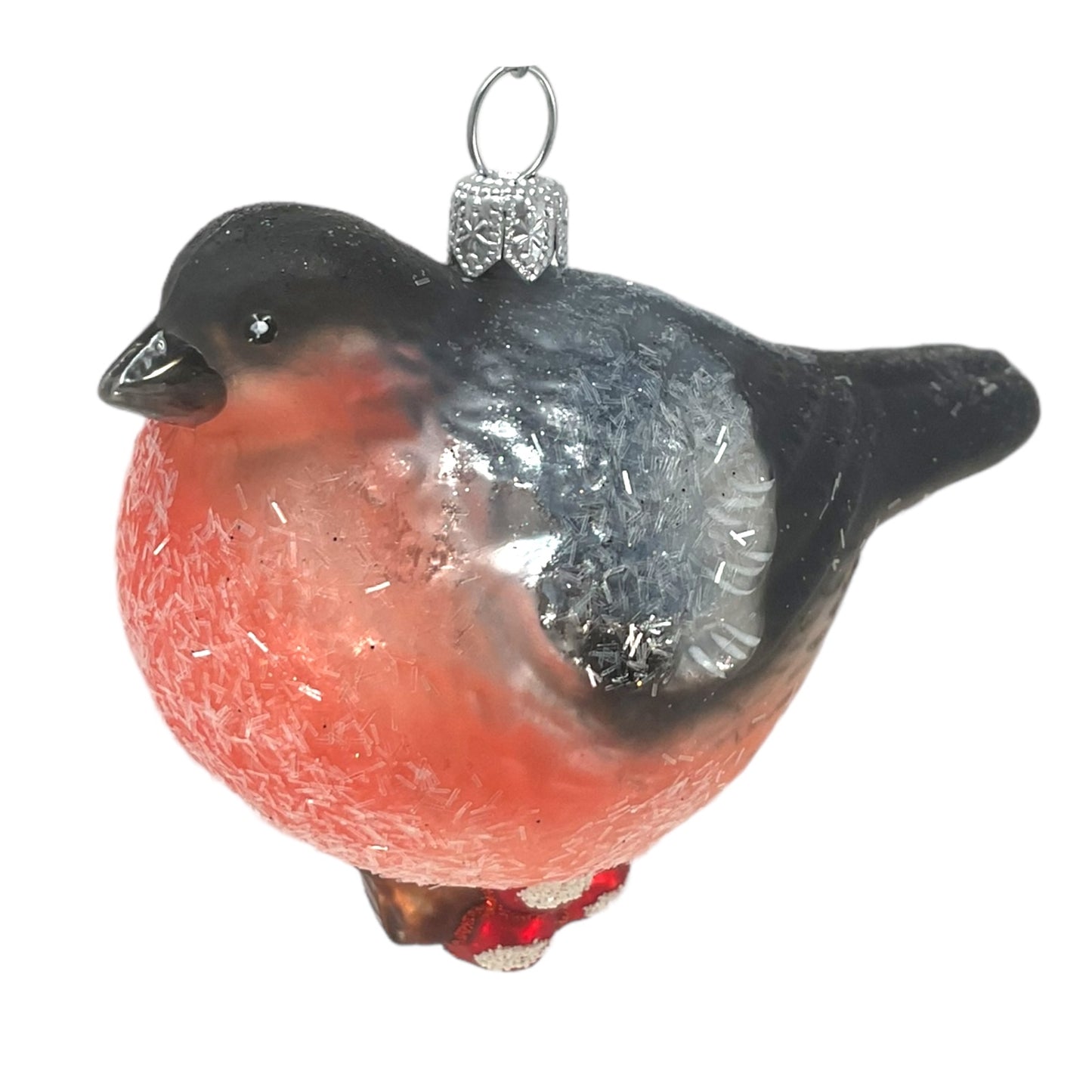 Chickadee Bird on Branch Polish Glass Christmas Tree Ornament Wildlife Animal