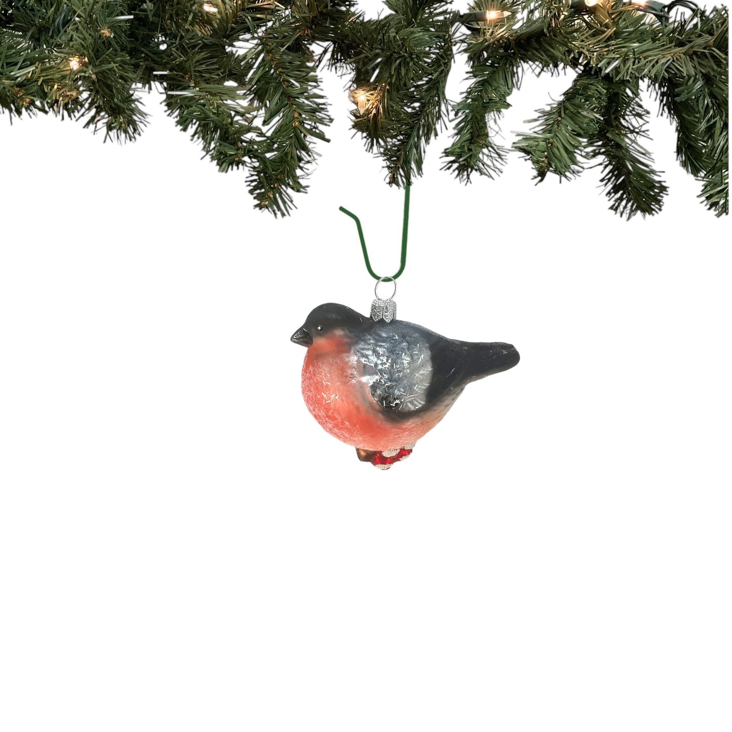 Chickadee Bird on Branch Polish Glass Christmas Tree Ornament Wildlife Animal