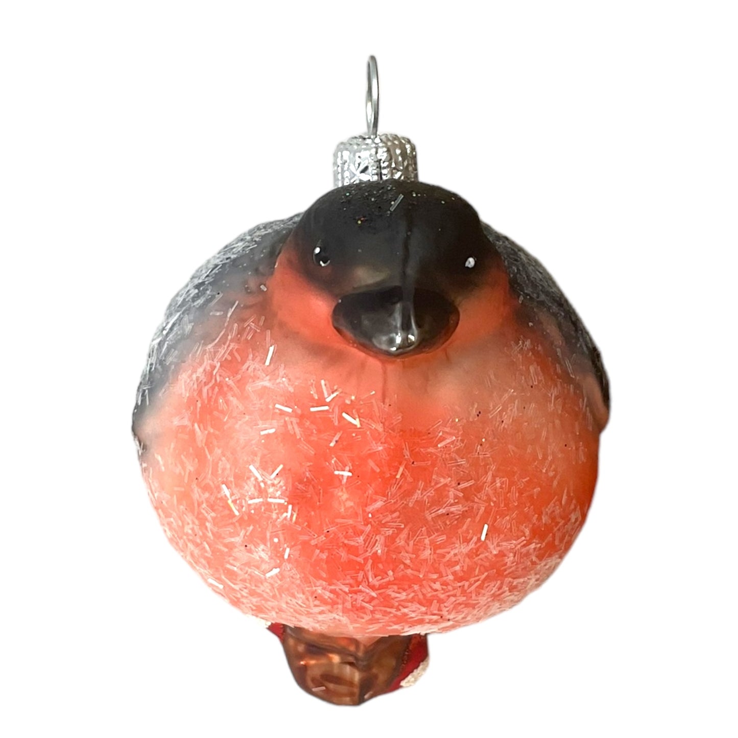 Chickadee Bird on Branch Polish Glass Christmas Tree Ornament Wildlife Animal