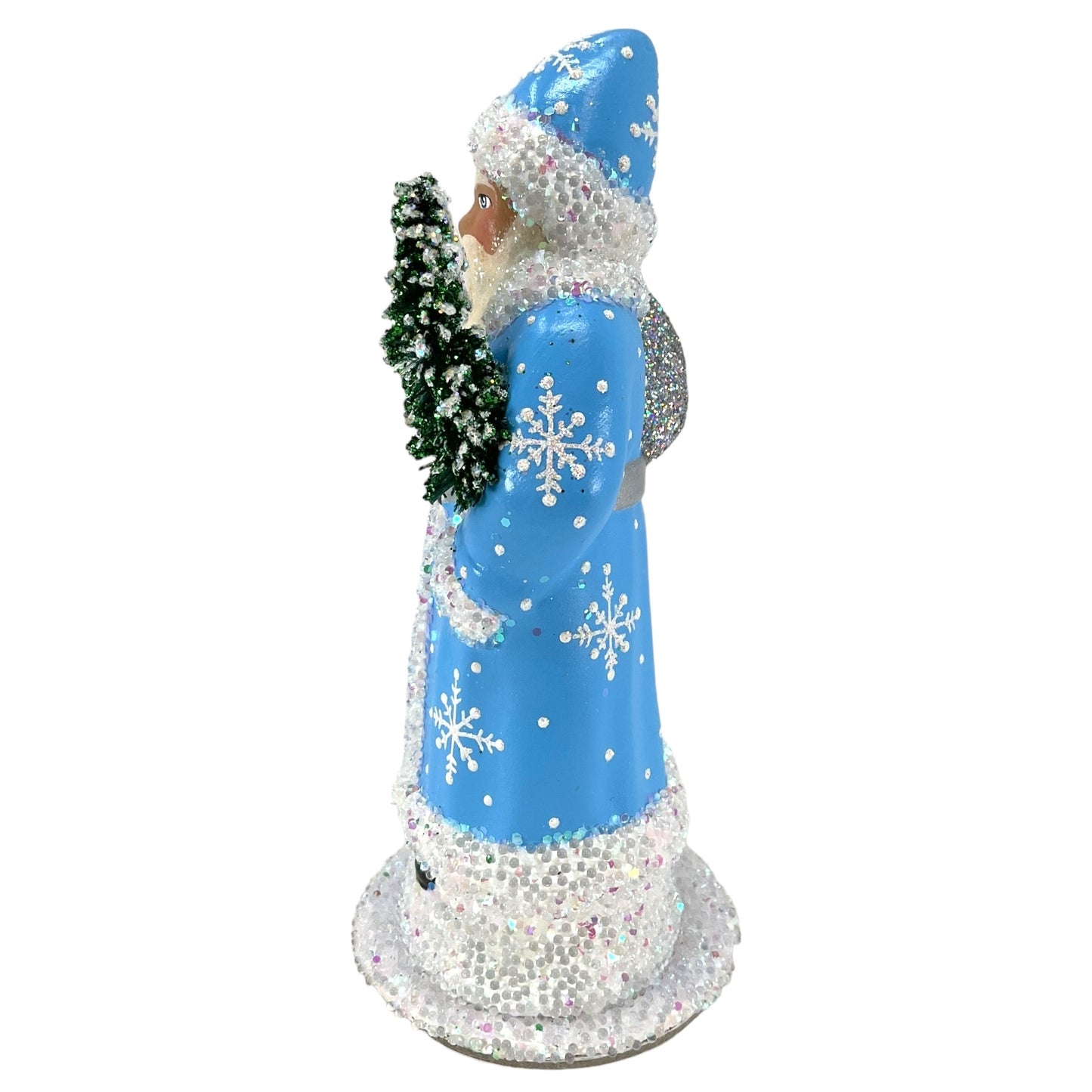 Pinnacle Peak Trading Ino Schaller Baby Blue Snowflake Santa German Paper Mache Candy Container