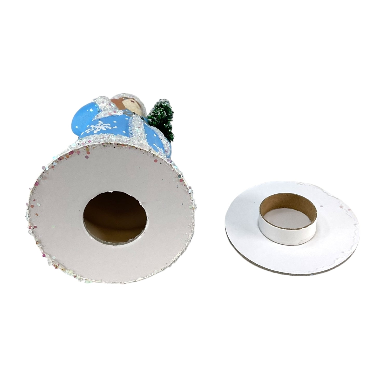 Pinnacle Peak Trading Ino Schaller Baby Blue Snowflake Santa German Paper Mache Candy Container