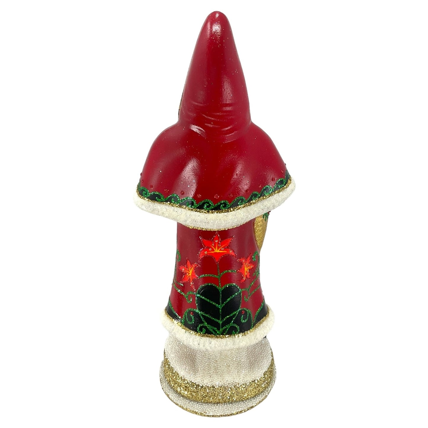 Pinnacle Peak Trading Ino Schaller Red Flower Santa with Horse Toy German Paper Mache Candy Container