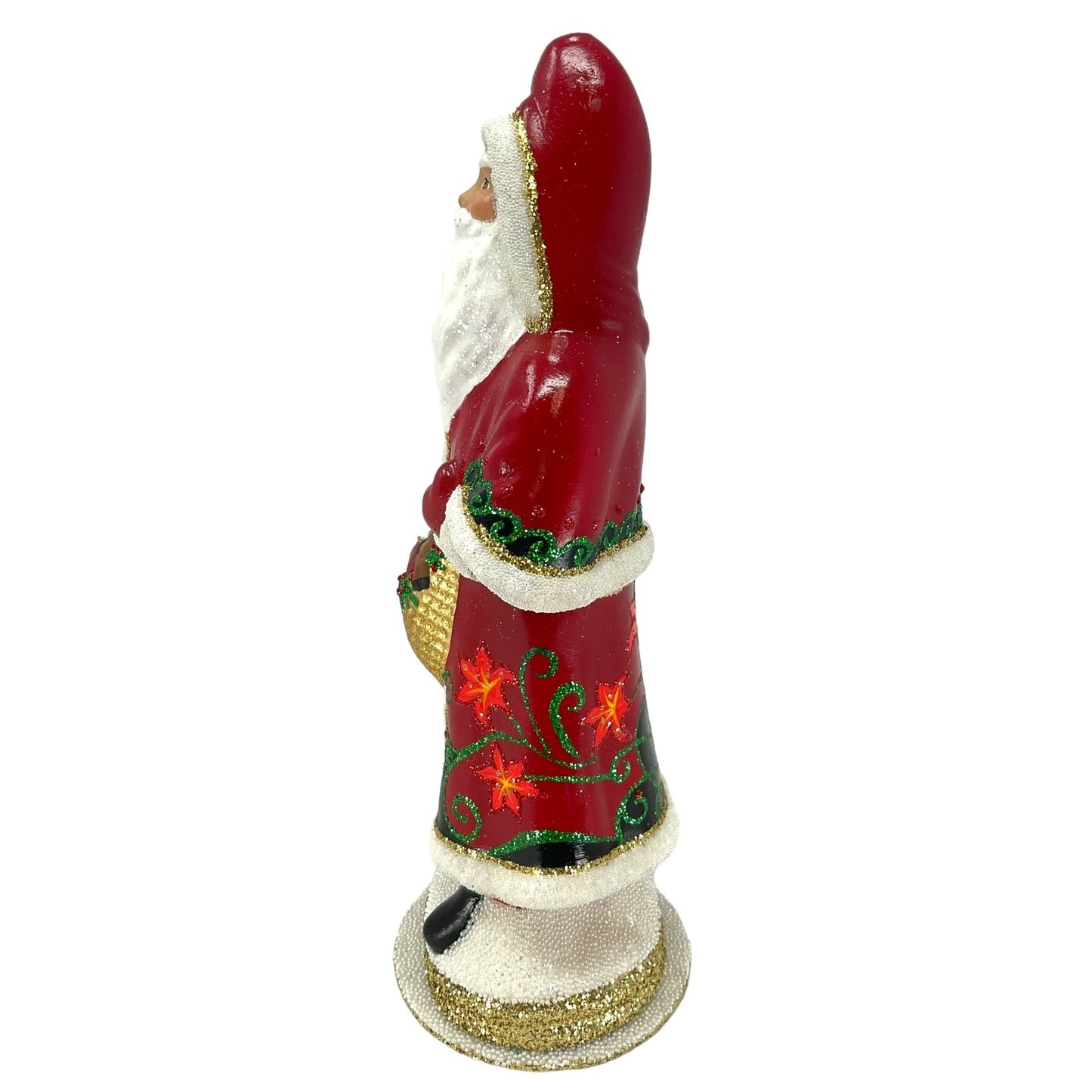 Pinnacle Peak Trading Ino Schaller Red Flower Santa with Horse Toy German Paper Mache Candy Container