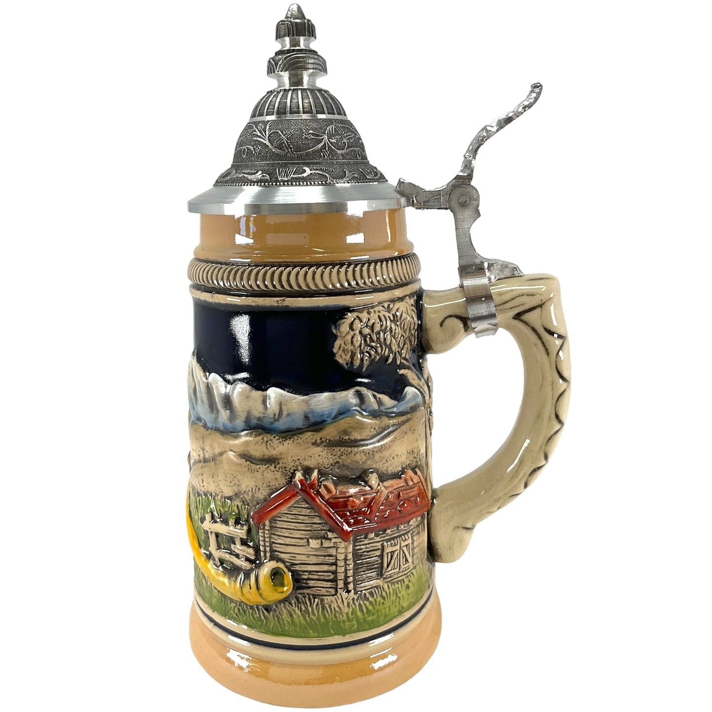 Swiss Alpine Horn Blower German Beer Stein 1/4L Switzerland Mug Made in Germany