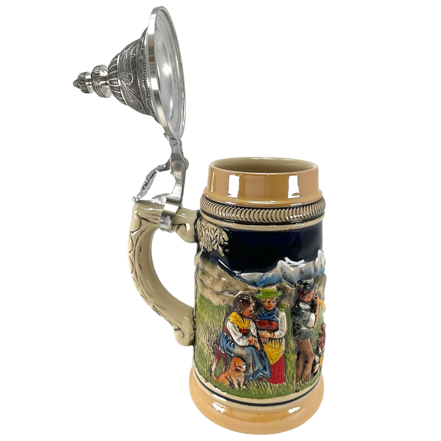 Swiss Alpine Horn Blower German Beer Stein 1/4L Switzerland Mug Made in Germany