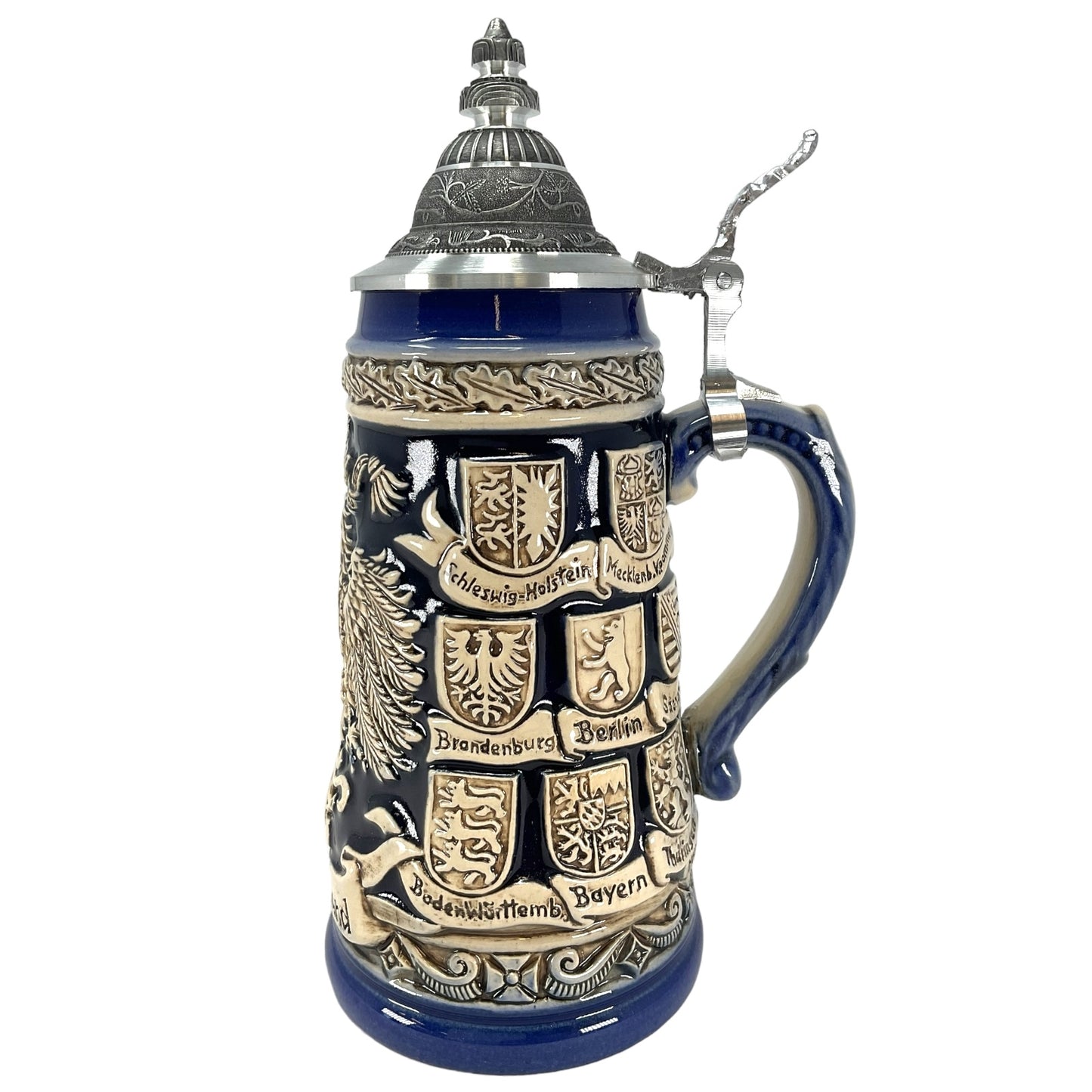 Blue Crest Deutschland German Beer Stein .25L One New Mug Made in Germany