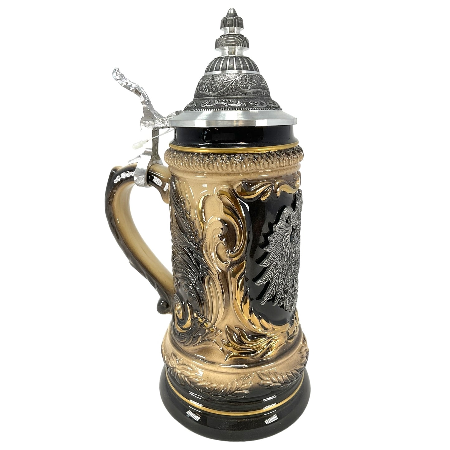 LE German Beer Stein with Pewter Eagle Relief Made in Germany ONE New Mug