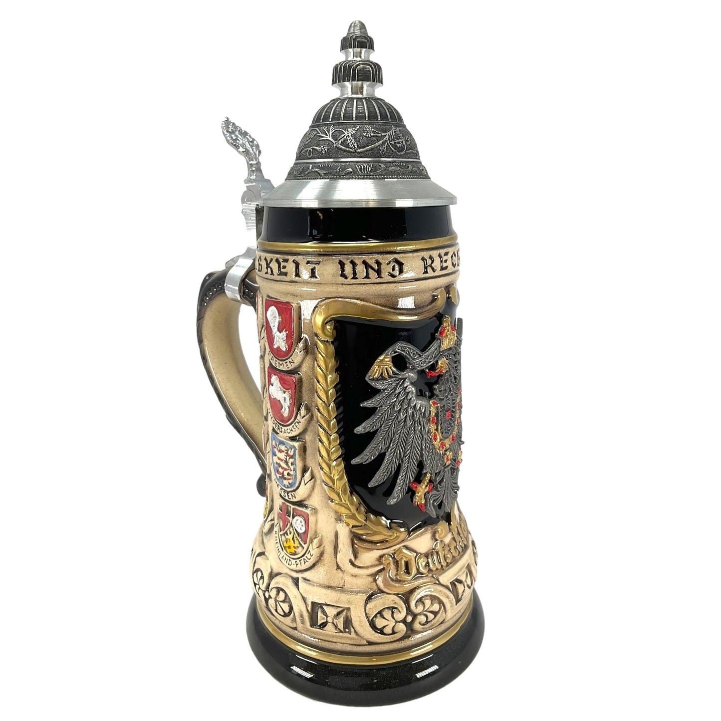 Deutschland Germany Pewter Eagle State Crests LE German Beer Stein .5L One Mug