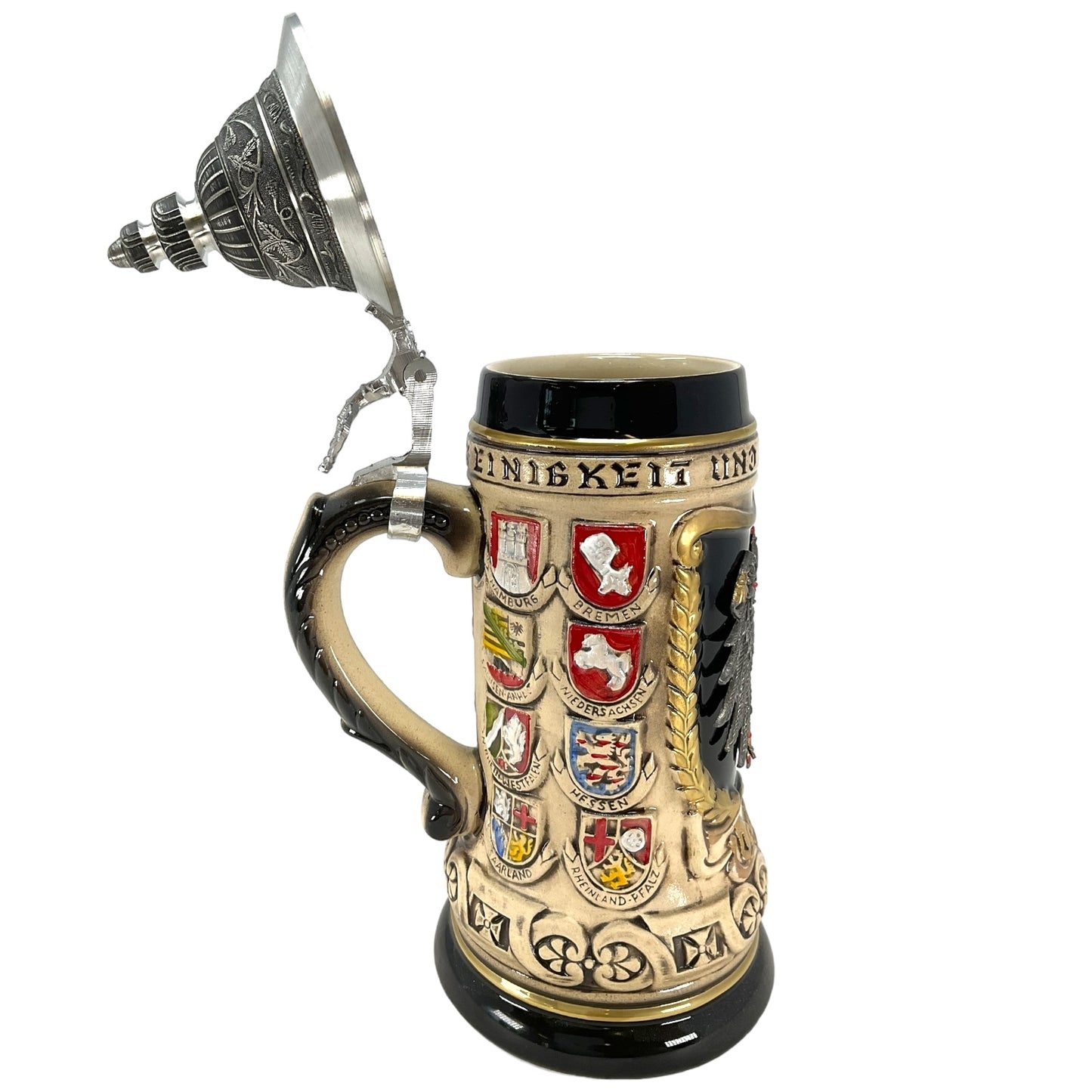 Deutschland Germany Pewter Eagle State Crests LE German Beer Stein .5L One Mug