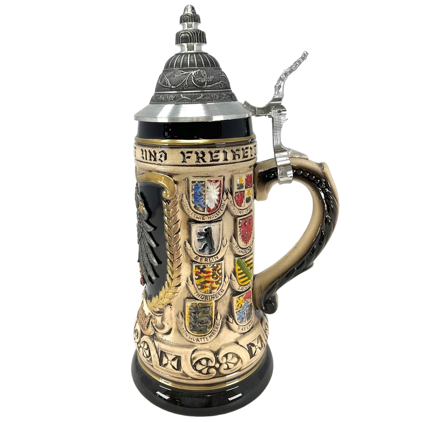 Deutschland Germany Pewter Eagle State Crests LE German Beer Stein .5L One Mug