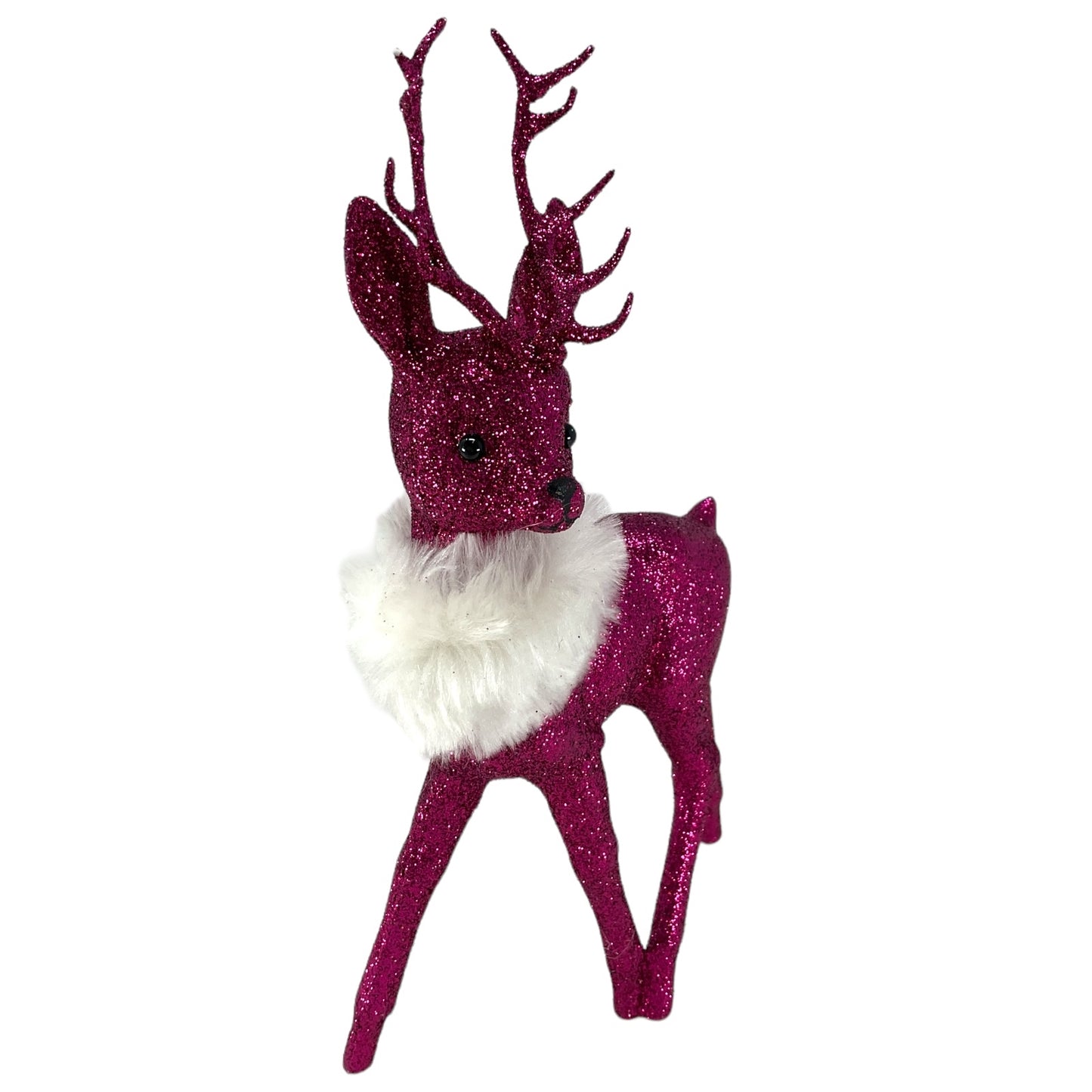 Pinnacle Peak Trading Ino Schaller Fuschia Glitter Male Buck Deer with Red Scarf Figurine 10 inch