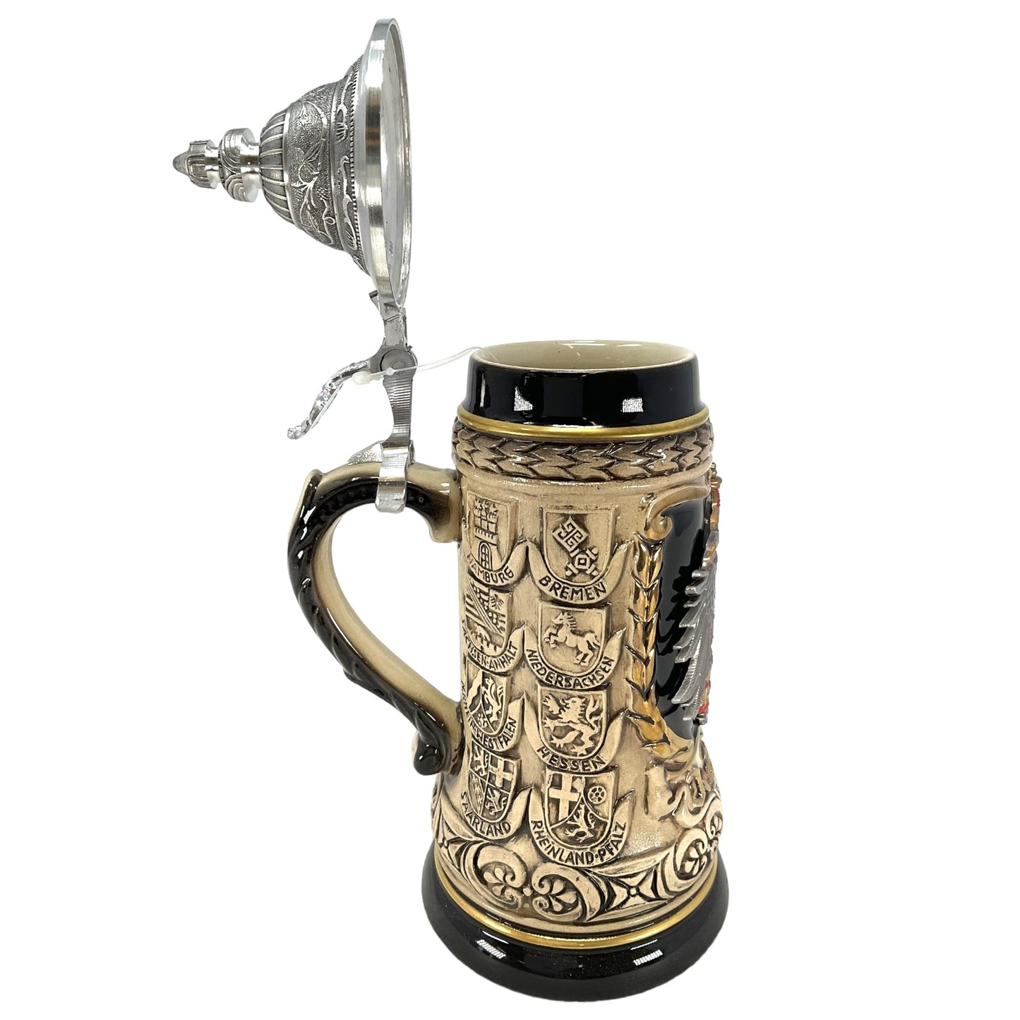 Deutschland Germany Pewter Eagle State Crests LE German Beer Stein .25L One Mug