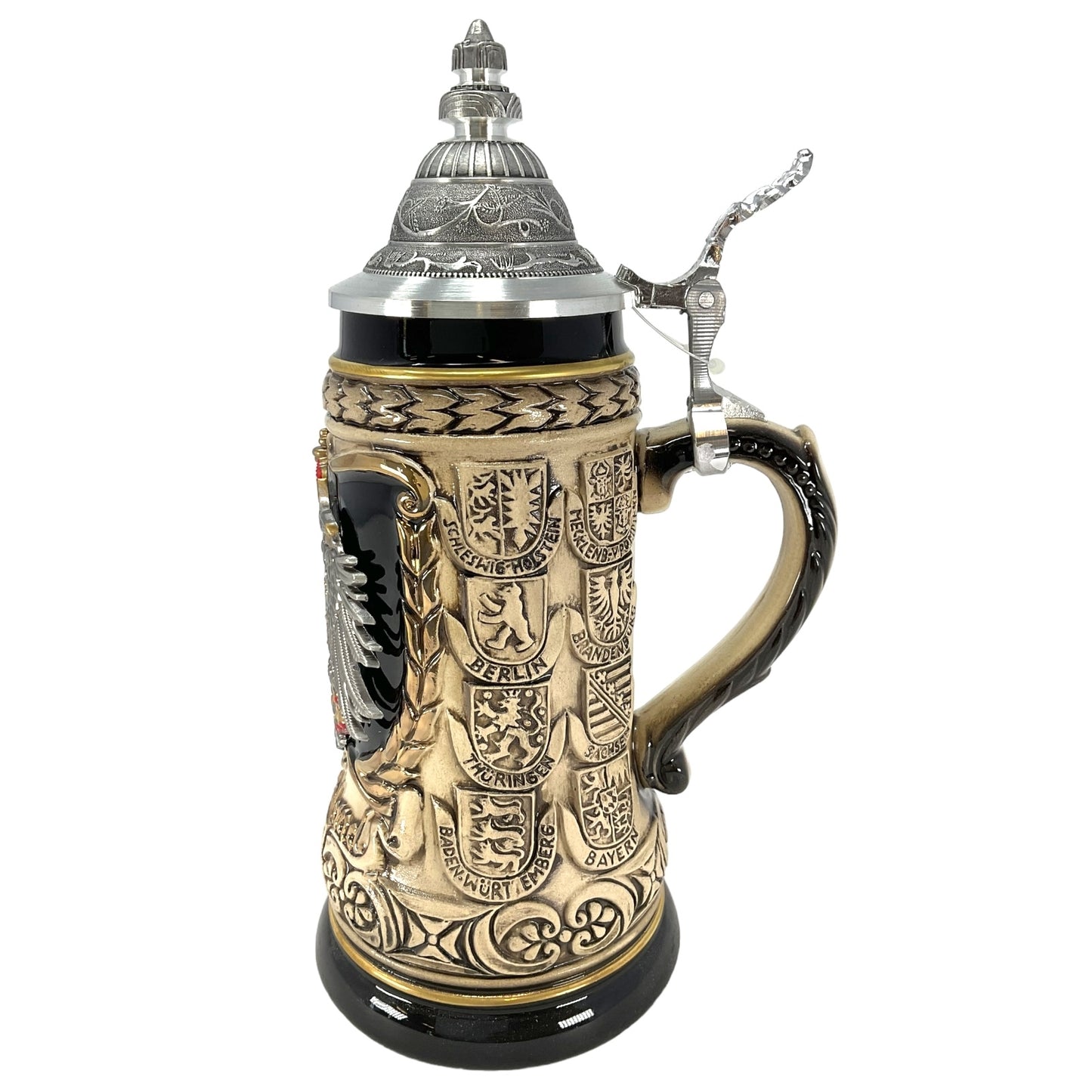 Deutschland Germany Pewter Eagle State Crests LE German Beer Stein .25L One Mug