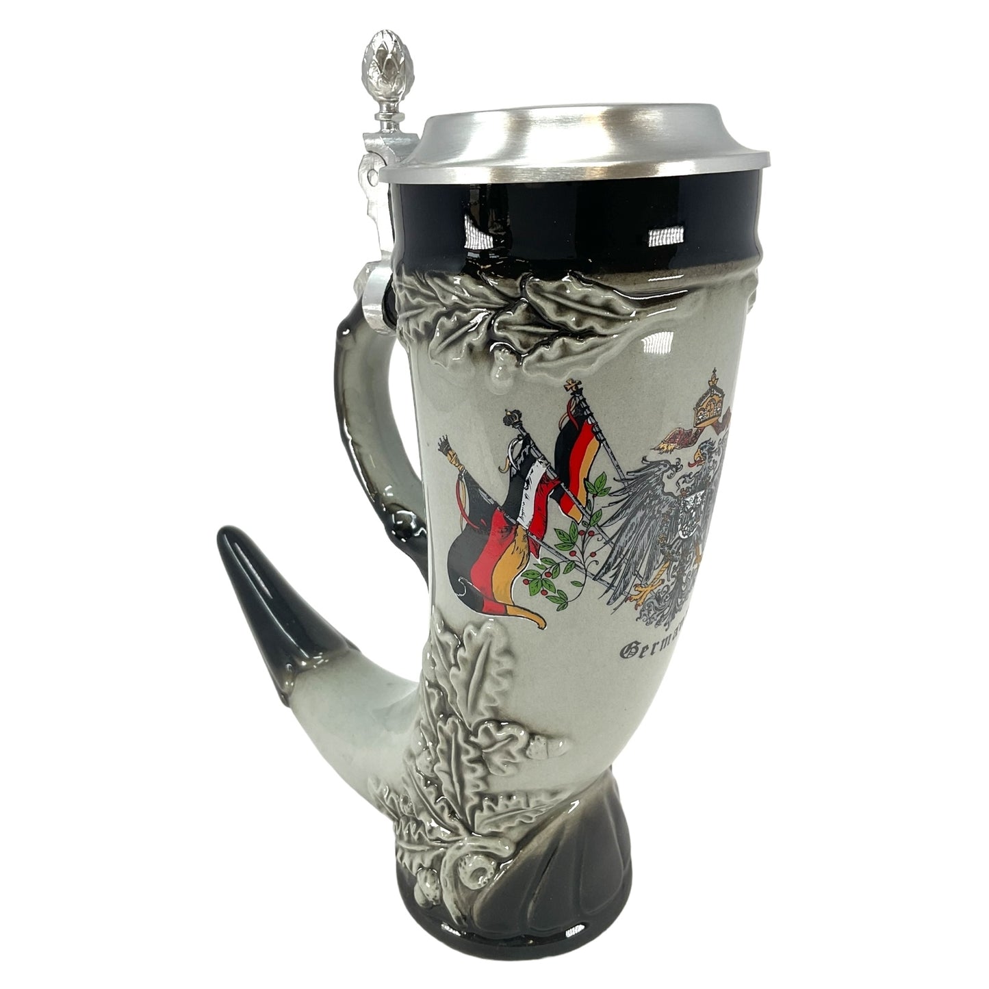 German Beer Stein German Horn with Pewter Lid .5L ONE Mug Made in Germany New