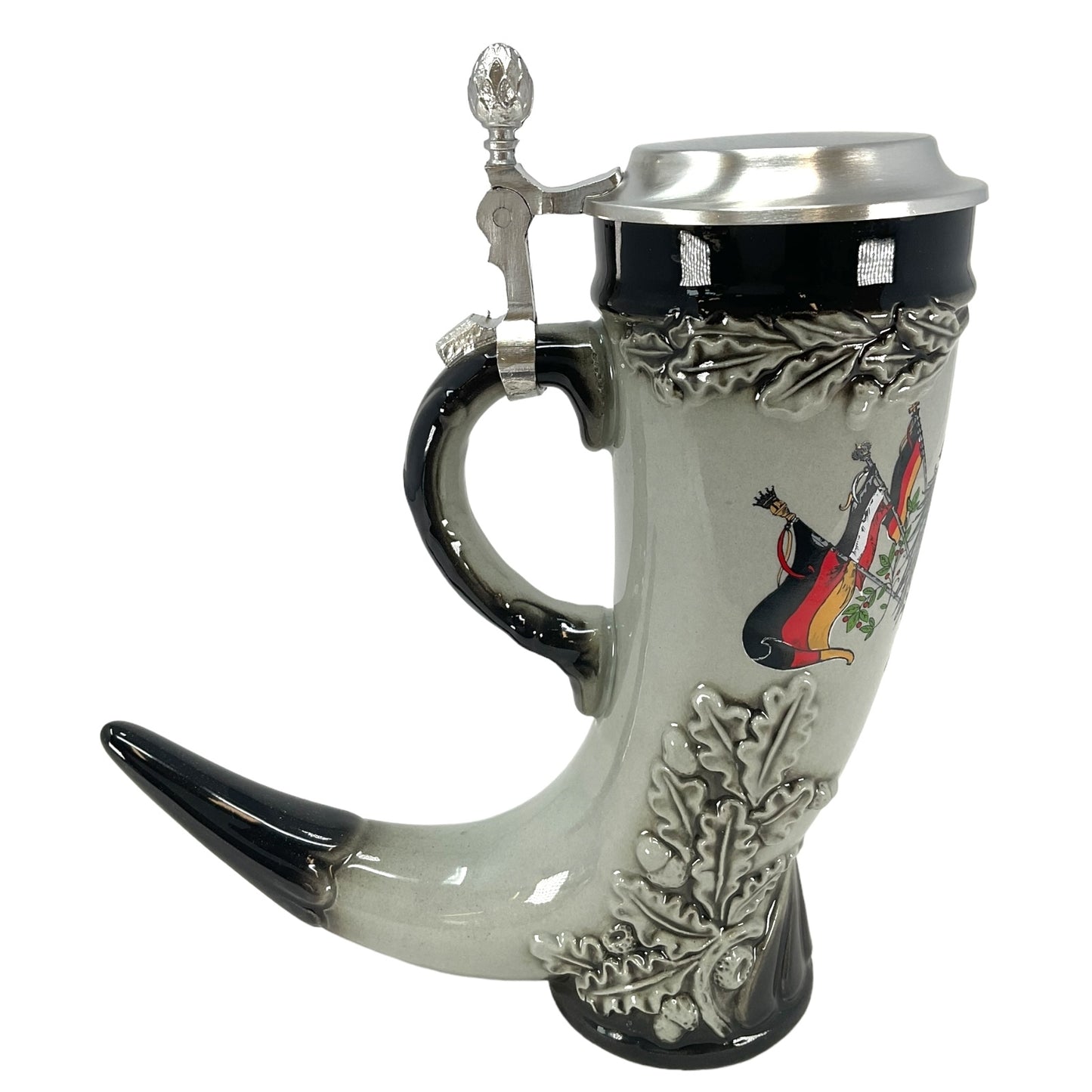 German Beer Stein German Horn with Pewter Lid .5L ONE Mug Made in Germany New