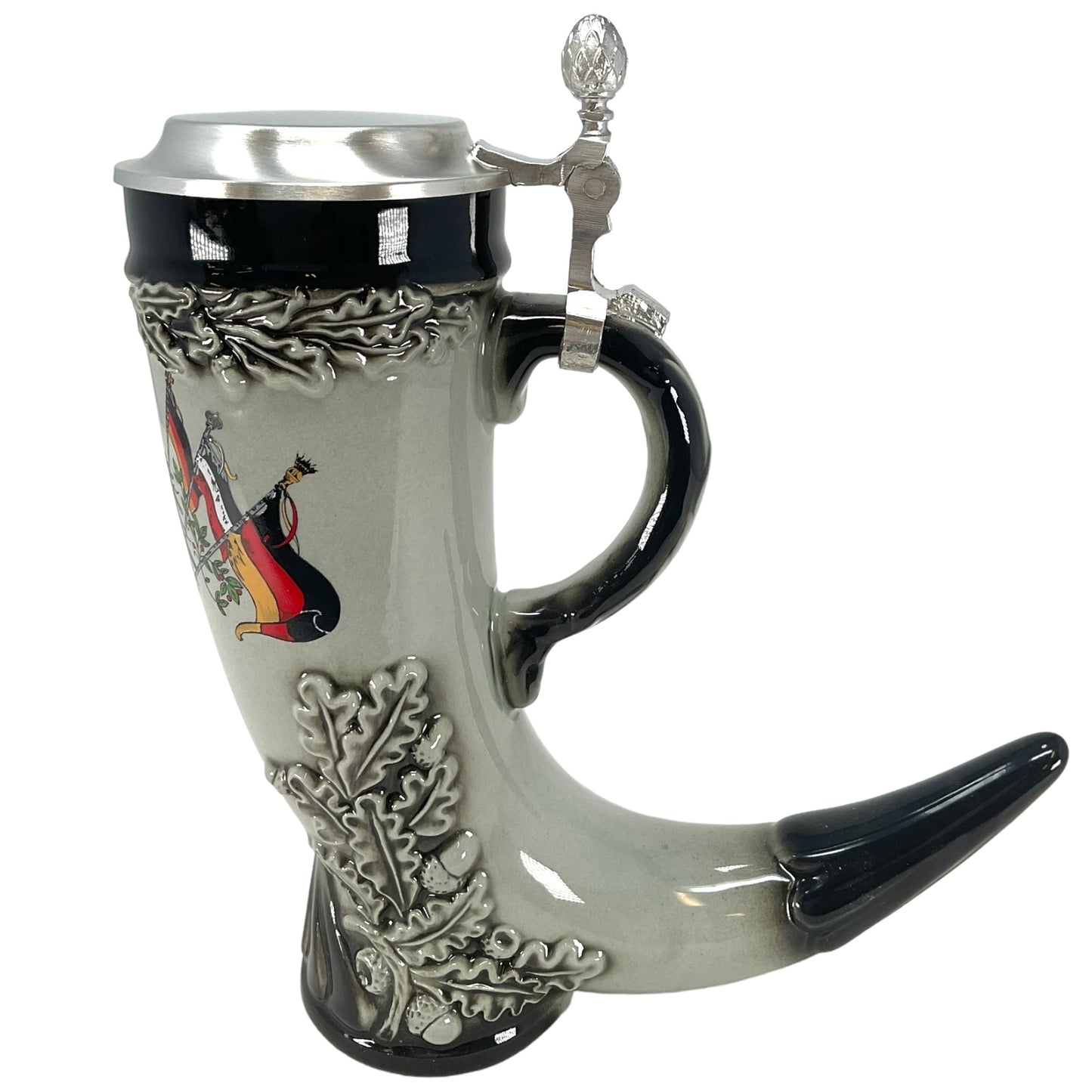 German Beer Stein German Horn with Pewter Lid .5L ONE Mug Made in Germany New