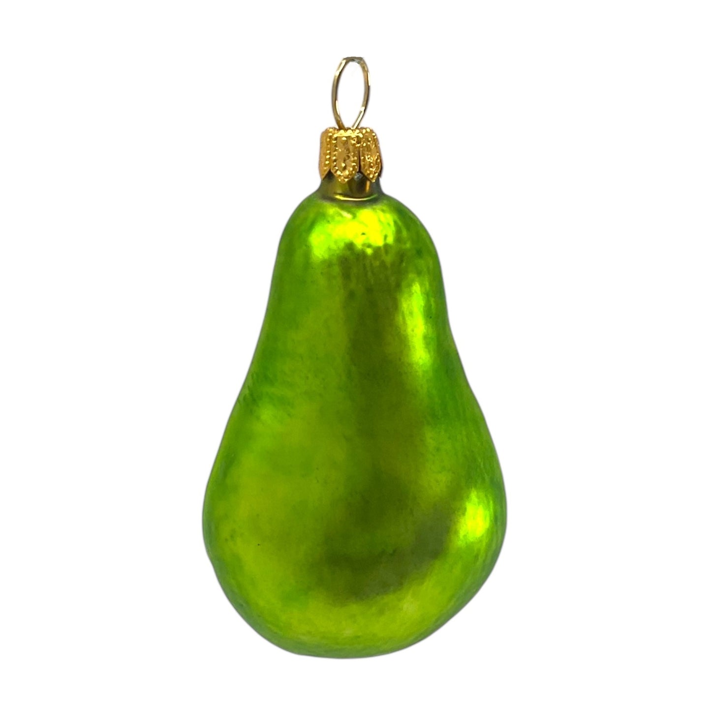 Pinnacle Peak Trading Green Pear Slice Polish Glass Christmas Tree Ornament 3 inch Set of 2