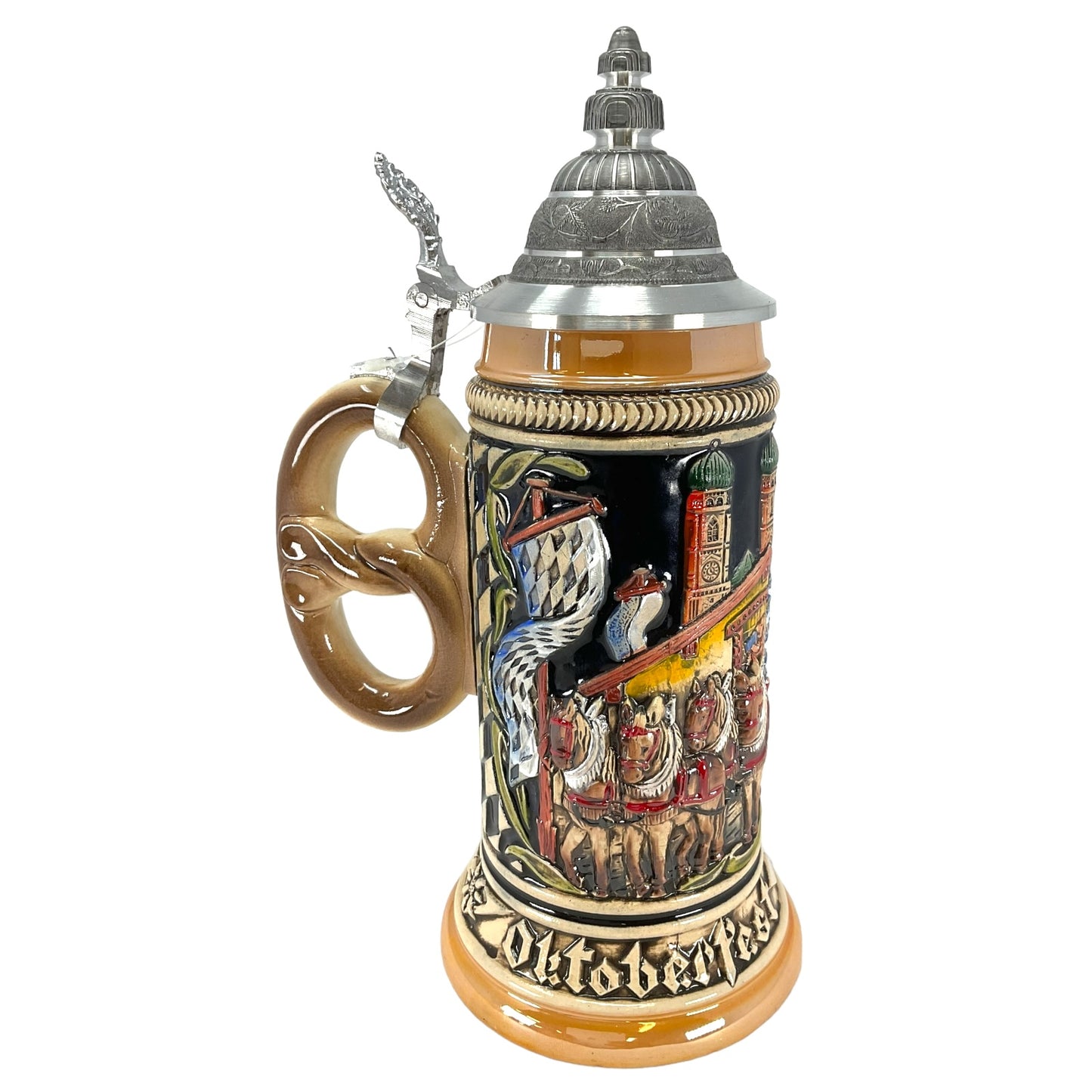 Pinnacle Peak Trading Oktoberfest Munich Pretzel Handle LE German Beer Stein .5L Octoberfest by Zoller and Born