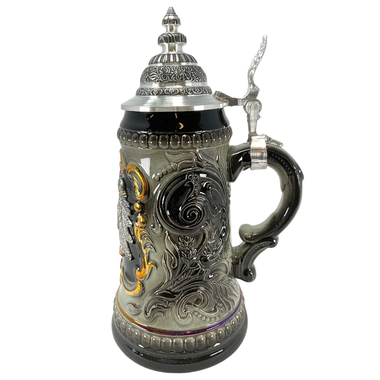 Pinnacle Peak Trading German Black Beer Stein with Pewter Eagle Decal .25L by Zoller and Born