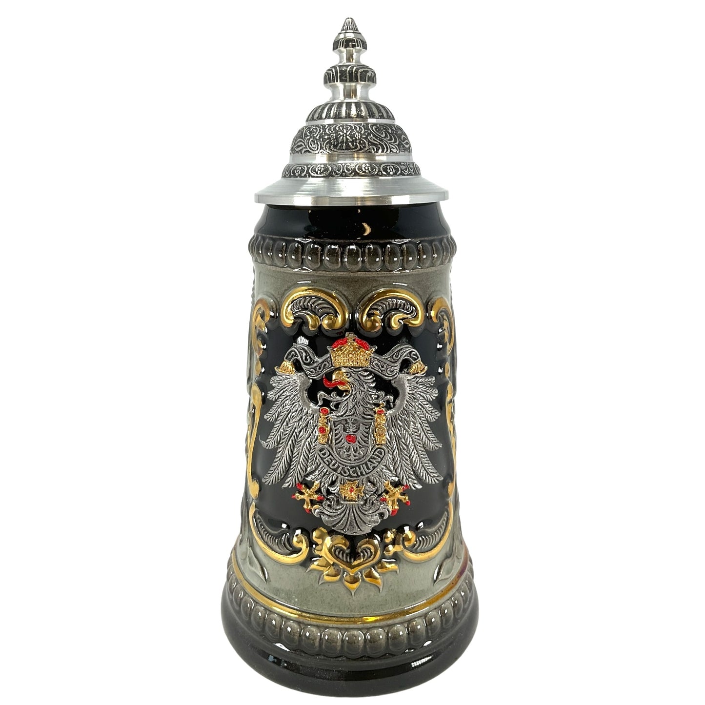 Pinnacle Peak Trading German Black Beer Stein with Pewter Eagle Decal .25L by Zoller and Born