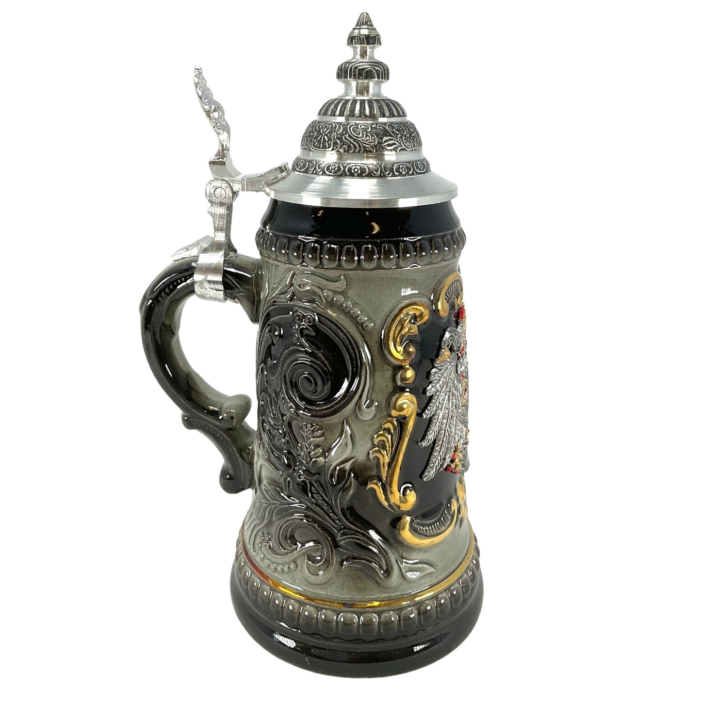 Pinnacle Peak Trading German Black Beer Stein with Pewter Eagle Decal .25L by Zoller and Born