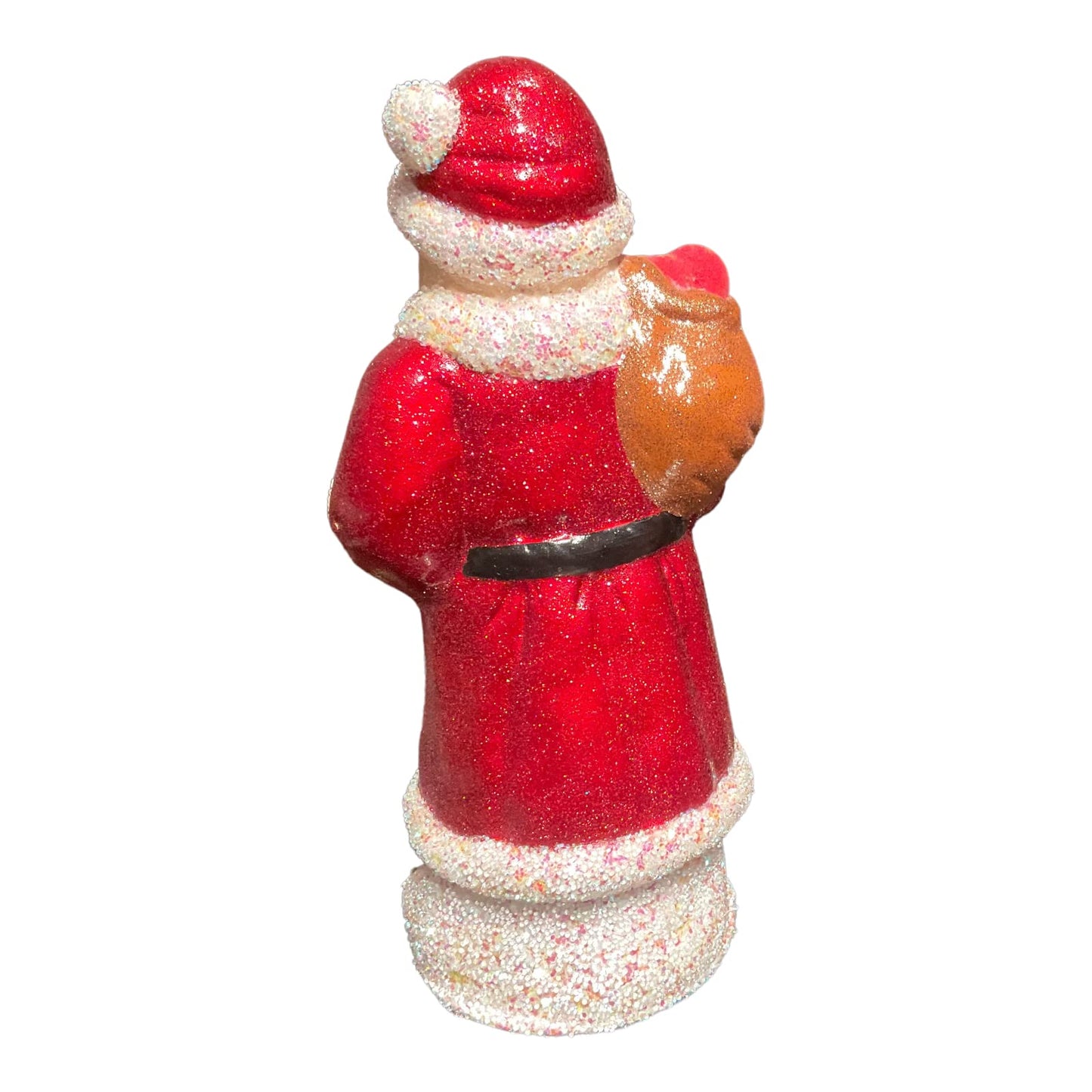 Ino Schaller Red Glitter Santa Bag of Apples German Paper Mache Candy Container