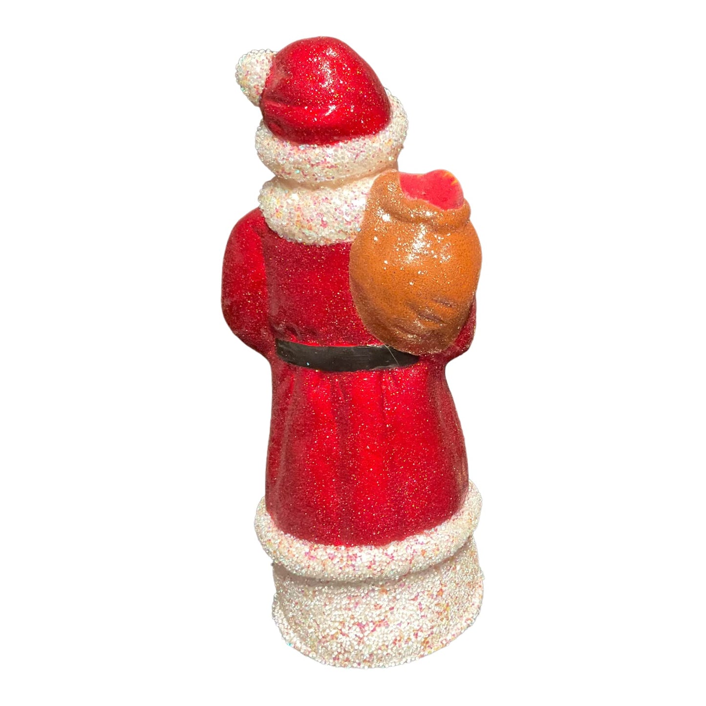 Ino Schaller Red Glitter Santa Bag of Apples German Paper Mache Candy Container