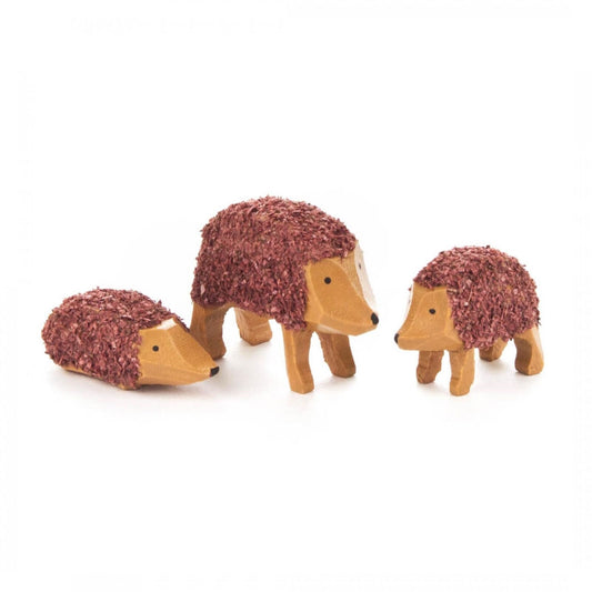 Pinnacle Peak Trading German Wood MINIATURE Hedgehog 3 Piece Set Handcrafted in Erzgebirge Germany