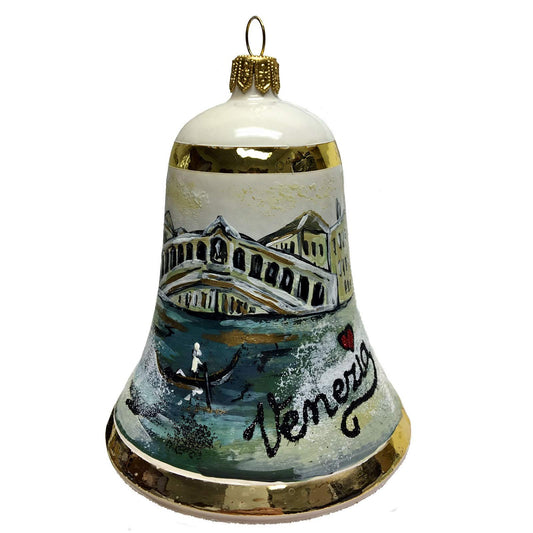 I Love Venezia Bell Polish Glass Christmas Ornament Venice Italy Rialto Bridge