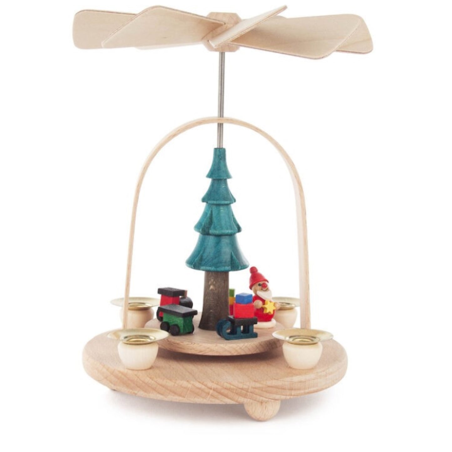 Pinnacle Peak Trading Santa Claus with Train German Wood Christmas Pyramid