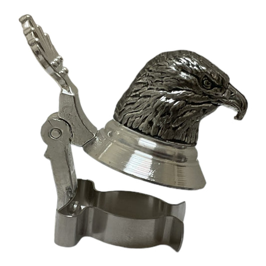 Pinnacle Peak Trading Bald Eagle Head Beer Bottle Topper German Pewter Lid Made in Germany