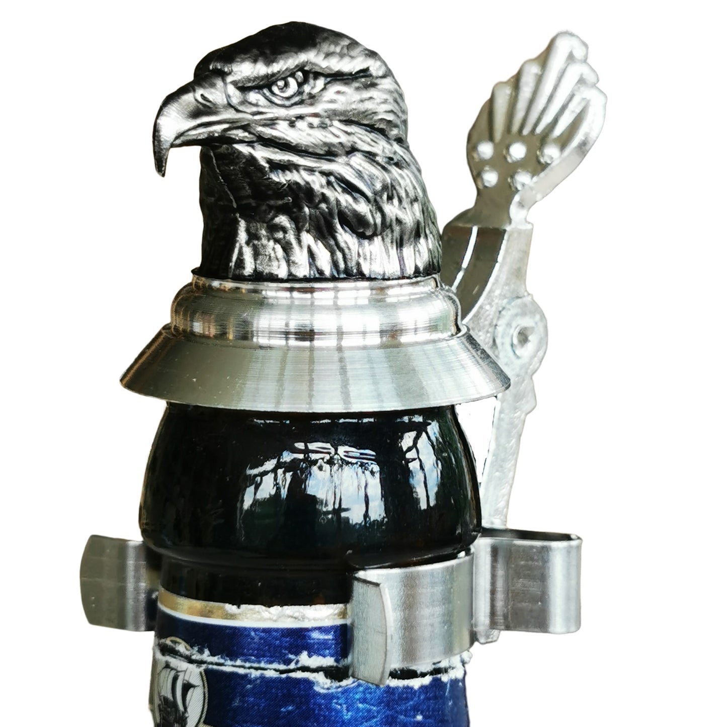 Pinnacle Peak Trading Bald Eagle Head Beer Bottle Topper German Pewter Lid Made in Germany