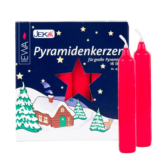 18 Red .7 inch diameter German Christmas Pyramid Candles Made in Germany